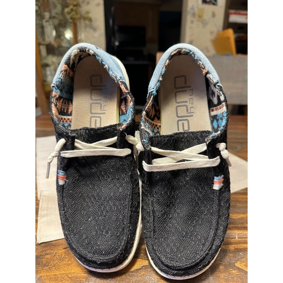 Hey Dude Women Black Woven Slip On Shoes Casual Comfort Lightweight size‎ 8 - Picture 2 of 9